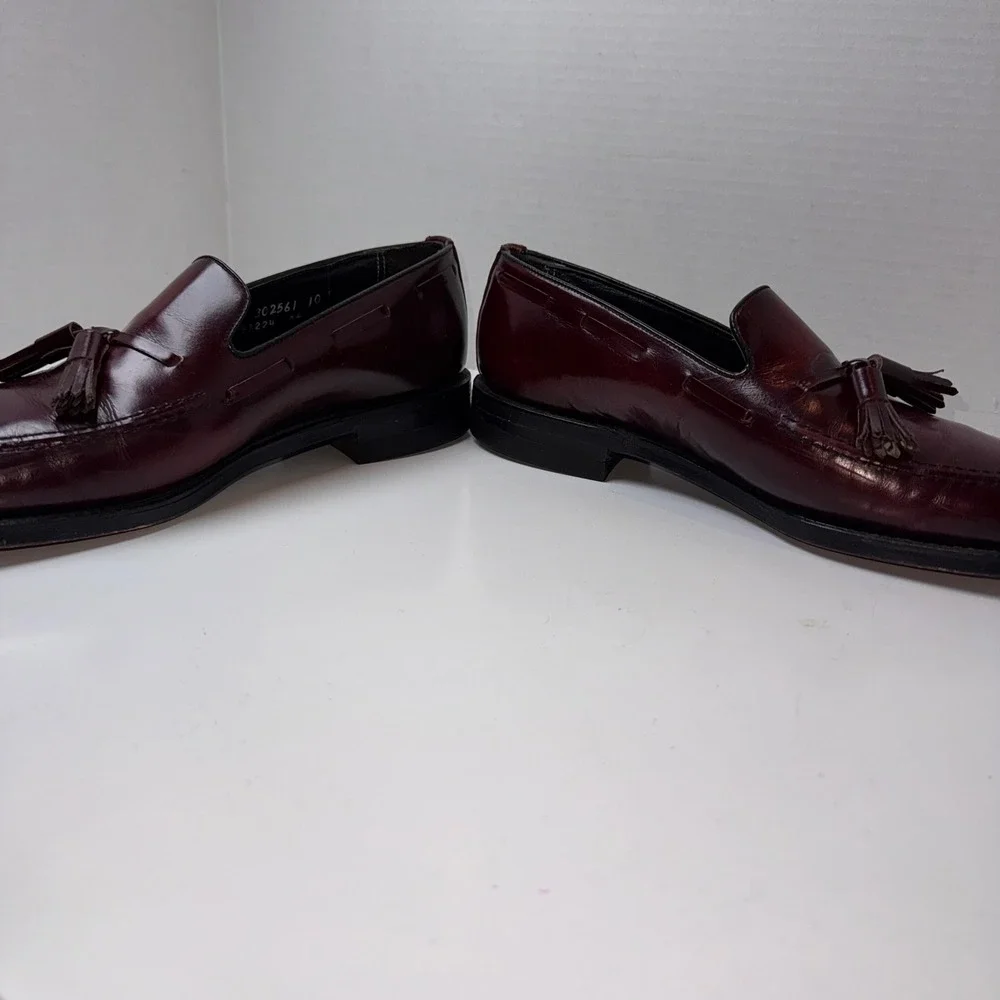 Florsheim Tassel Loafer Mens 8 D Burgundy Imperial Quality Vintage Leather 92170